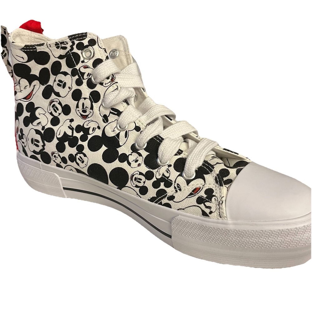 Disney Mickey Mouse Black Red White High Top Shoes Size 10 NWT